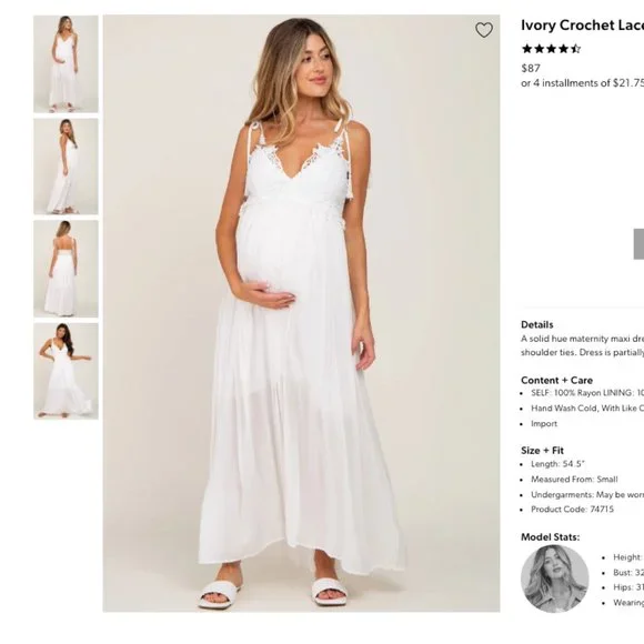 Pinkblush Dresses Womens Maternity Pinkblush Ivory Crochet